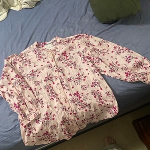 J.Crew Classic Fit Collarless Puff Sleeve Shirt in Budding Floral Size 20